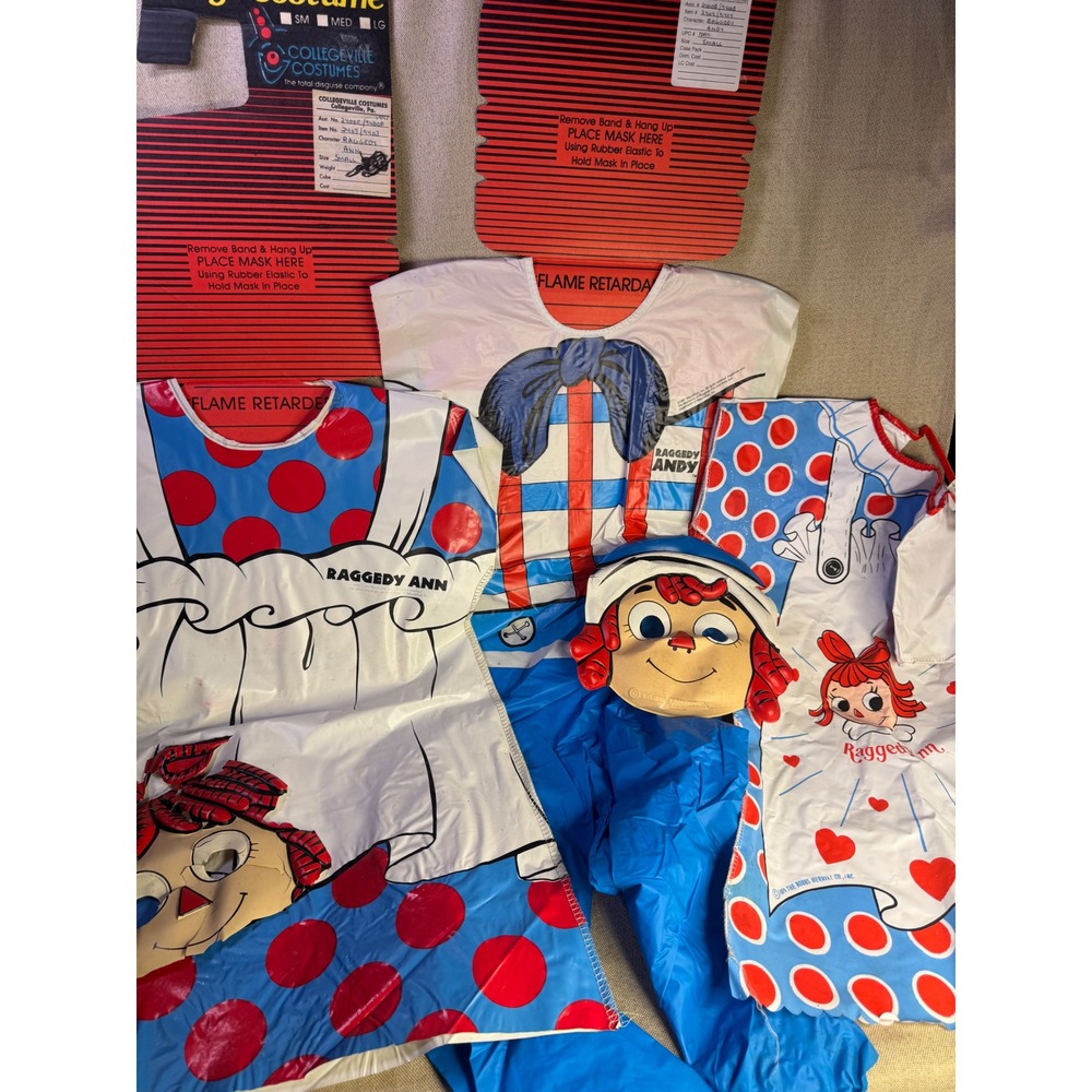 Lot 3 Vintage Raggedy Ann Andy Halloween Costumes Masks Ben Cooper Collegeville
